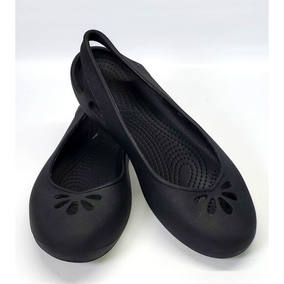 CROCS Shoes - Crocs Womens Black Kadee Slingback Lightweight Casual Basic Flats Shoes Sz 8 145